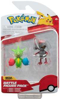Jazwares Pokémon Battle Figure Pack Mini Figure 2-Pack Pawniard, Roselia 5 cm
