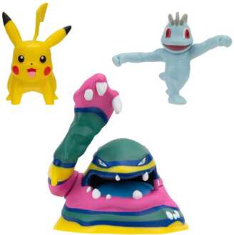 Jazwares Pokémon Battle Figure Set 3-Pack Machop, Pikachu #1, Alolan Muk 5 cm