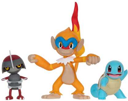 Jazwares Pokémon Battle Figure Set 3-Pack Pawniard, Squirtle #1, Monferno 5 cm