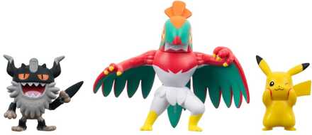 Jazwares Pokémon Battle Figure Set 3-Pack Pikachu #8, Perrserker, Hawlucha 5 cm