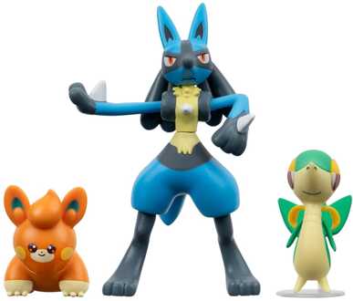 Jazwares Pokémon Battle Figure Set 3-Pack Snivy, Pawmi, Lucario 5 cm