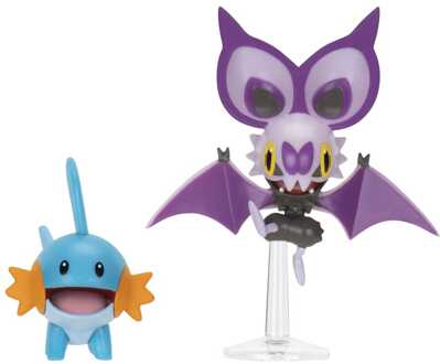 Jazwares Pokémon Figure 2-Pack Mudkip & Noibat with Stand 8 cm