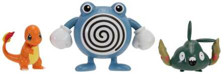 Jazwares Pokémon First Partner Battle Figure Set Figure 3-Pack Charmander, Trubbish & Poliwhirl