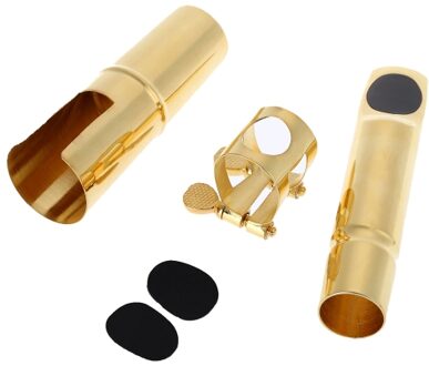 Jazz Alto Sax Saxophone 7C Mouthpiece Metal with Mouthpiece Patches Pads Cushions Cap Buckle Gold Plating