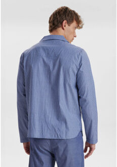 JBS Heren pyjama set lang gestreept met knoopsluiting licht Blauw