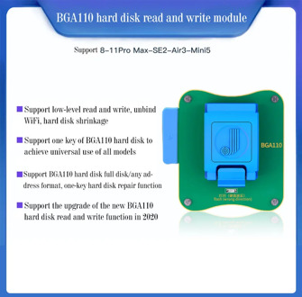 JC BGA110 Nand Read & Write Module Support for 8-11Pro max-SE2-Air3-Mini5 Need To Use Together With JC Pro1000 S