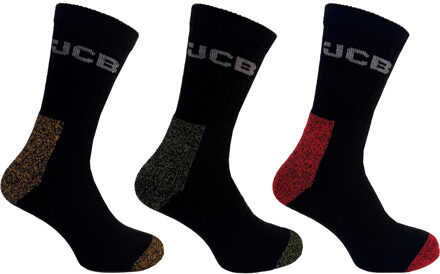 JCB Werksokken | Gekleurde Hiel en Tenen | Maat 39-43 | 3 paar - JCBX208