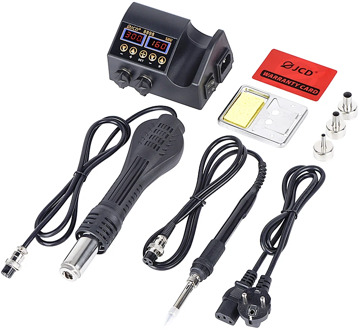 JCD 2 In 1 750w SMD BGA Rework Soldering Station Welding Repair Temperature Adjustable Electric Solder Heat Hot Gun Tools Kits