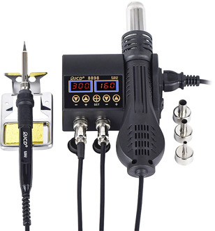JCD 8898 220V Soldering Station 2 in 1 Digital LCD Display Rework Station SMD Soldering Iron Hot Air Desoldering-Gun Welding