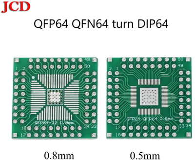 JCD New Adapter plate PCB QFP64 QFN64 turn DIP64 0.5MM 0.8MM IC adapter Socket / Adapter plate PCB