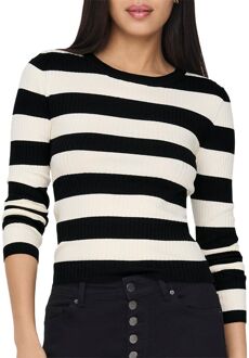 JDY Plum Stripe Knit Sweater Dames zwart - wit - L