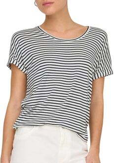 JDY Sissy Shirt Dames wit - donkerblauw - L