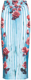 Jean Paul Gaultier Body Morphing Lange Rok Blauw Rood Wit Jean Paul Gaultier , Multicolor , Dames - L,S,Xs