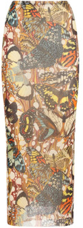 Jean Paul Gaultier Butterfly Print Mesh Rok Multicolor Jean Paul Gaultier , Multicolor , Dames - XS