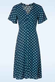 Jeanette polka dot jurk in marineblauw