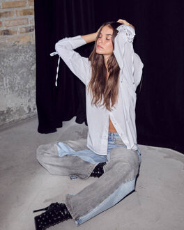 Jeans hl10486 two-tone - maat XS Blauw