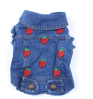 Jeans Hond Jas Strawberrys Blauw Denim Jas Jurk Puppy Lente/Herfst Kleding Kleding