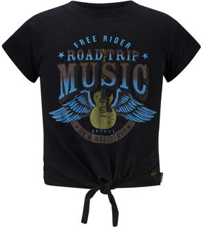 Jeans Kitty T-shirt met frontprint en strikdetail Antraciet - 116