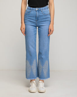 Jeans met hoge taille en kralen Blauw