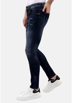 Jeans slim fit stretch met scheuren mm - maat 36 Blauw