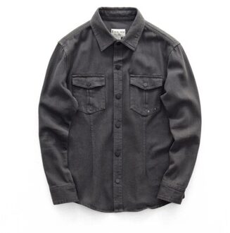 Jeans Vintage Mannelijk Overhemd Mannen Lente Herfst Jurk Shirt Denim Shirts Slim Fit Lange Mouw Blouse Mannen Overhemd Dubbele Pocket II50CS Xxl