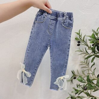 Jeans Voor Meisjes Elegante Boog Leuke Denim Broek Zoete Strik Stretch Mooie Lente Kind Broek Peuter Kind Baby Steetwear 6