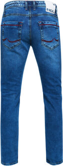 Jeansbroek "MINO" slim fit stretch destroyed broek Blauw - 31W/32L