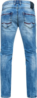 Jeansbroek "MINO" slim fit stretch destroyed broek Lichtblauw - 34W/32L