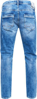Jeansbroek "NISHO" straight fit biker katoen stretch Blauw - 38W/32L