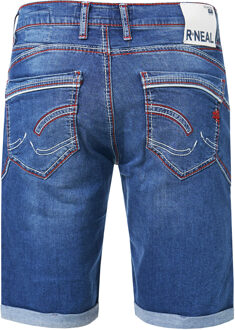 Jeansshorts "RUBEN" met contrastnaad en open knoopsluiting Blauw
