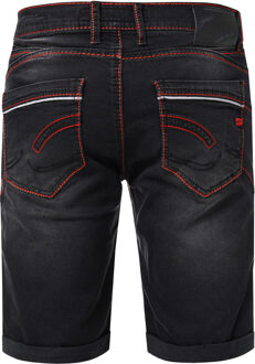 Jeansshorts "RUBEN" met contrastnaad en open knoopsluiting Zwart