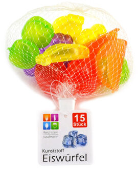 Jedermann IJsblokjes - 15x - fruitvormpjes kleurenmix - kunststof - herbruikbaar
