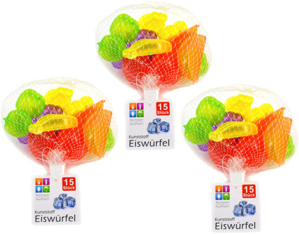 Jedermann IJsblokjes - 45x - fruitvormpjes kleurenmix - kunststof - herbruikbaar