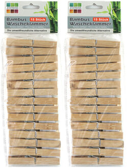 Jedermann wasknijpers - 30x - bamboe hout - 9,5 cm