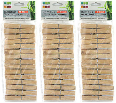 Jedermann wasknijpers - 45x - bamboe hout - 9,5 cm