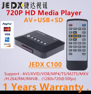 JEDX C100 Multimedia speler Mini HD 720 P HDD Mediaspeler TV box Ondersteuning AV output 1280*720 p MKV RM SD USB SDHC MMC HDD