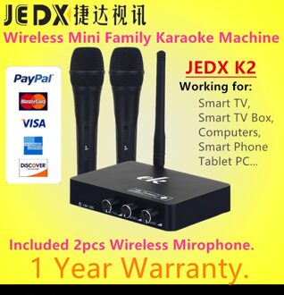 Jedx K2 Android Tv Box Pc Thuis Ktv Mini Karaoke Echo Systeem Digital Sound Audio Zingen Machine Met 2 Stuks draadloze Microfoon