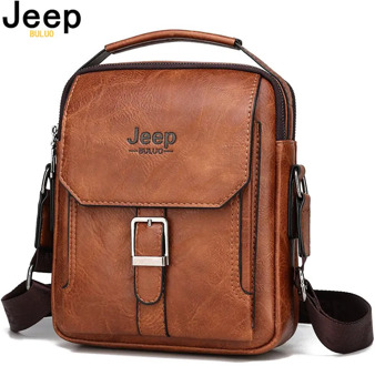 JEEP BULUO Big Brand Man's Tote Hand Bag Crossbody Business Casual Daypacks Leather 2020 New Men Fashion Messenger Shoulder