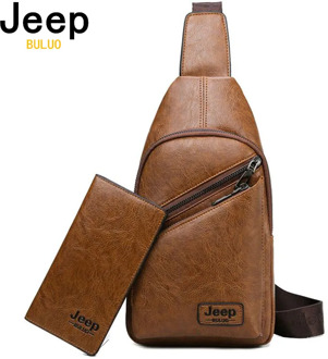 JEEP BULUO Brand Fashion Casual Men Bags Crossbody Bag Men Sling Bags And Wallet Leather Chest Bag For College Students