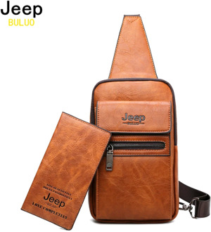 JEEP BULUO Brand Fashion Sling Bags High Quality Men Bags Split Leather Large Size Shoulder Crossbody Bag For Young Man