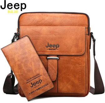 JEEP BULUO Brand High Quality Large Capacity Man Bag Crossbody Shoulder Tote Bags For Male Split Leather Men Messenger Bags