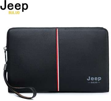 JEEP BULUO Brand Luxury Men's Handbag Clutches Bags For Phone High Quality Spilt Leather Wallet Large Capacity Male bag