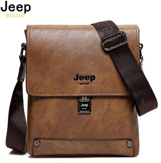 JEEP BULUO Brand Man's Business Briefcase Messenger Shoulder Bags Male Totes Man's High Quality Cow Split Leather Bags 5840