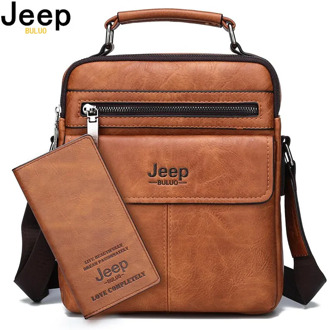 JEEP BULUO Brand Men's Crossbody Shoulder Bags High quality Tote Fashion Business Man Messenger Bag Big Size Split Leather Bags