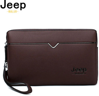 JEEP BULUO BRAND Men's Day Clutch Bag Luxury Brand High Quality Handle Bag Spilt Leather Long Large Wallet bags Male Business