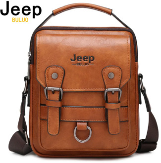 JEEP BULUO Brand New Man's Crossbody Shoulder Bag Multi-function Men Handbags Large Capacity Split Leather Bag For Man Travel