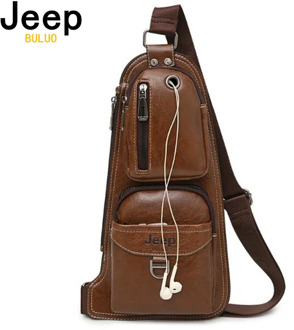 JEEP BULUO BRAND New Men Messenger Bags Hot Crossbody Bag Famous Man's Leather Sling Chest Bag Fashion Casual 6196