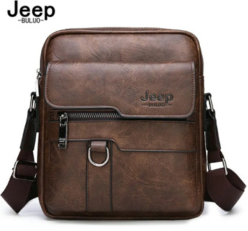 JEEP BULUO Luxury Brand Men Crossbody Messenger Bags Business Casual Handbag Male Spliter Leather Shoulder Bag Large Capacity