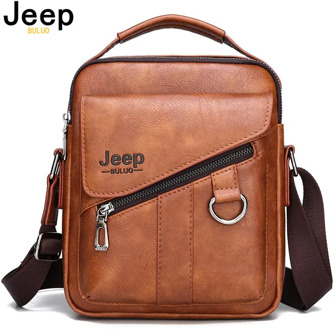 JEEP BULUO Men Bags Crossbody Shoulder Bag For Male Split Leather Messenger Tote Bag Travel Luxury Brand New Fashion Business