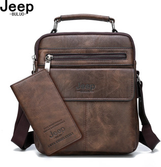 JEEP BULUO Men's Crossbody Shoulder Bags Split Leather Handbag Fashion Business Man Messenger Bag High quality Tote Hot